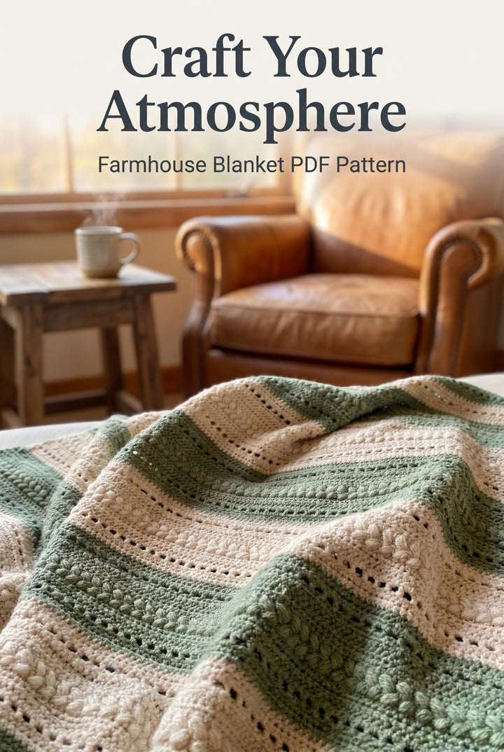 Modern Farmhouse Textured Throw Blanket Crochet Pattern