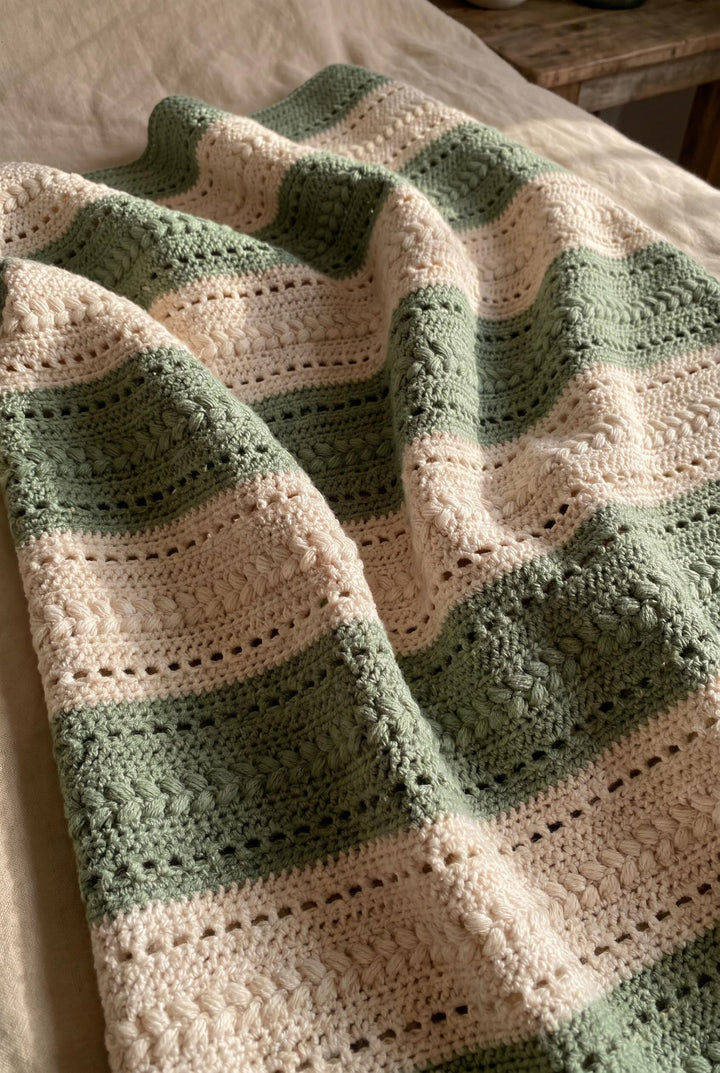 Modern Farmhouse Textured Throw Blanket Crochet Pattern