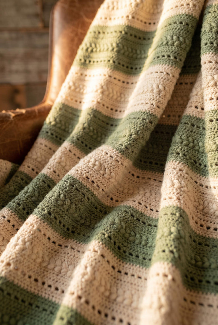 Modern Farmhouse Textured Throw Blanket Crochet Pattern
