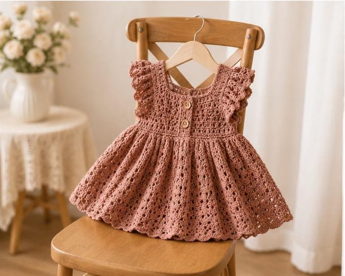 Ruffled Lace Baby Dress Crochet Pattern