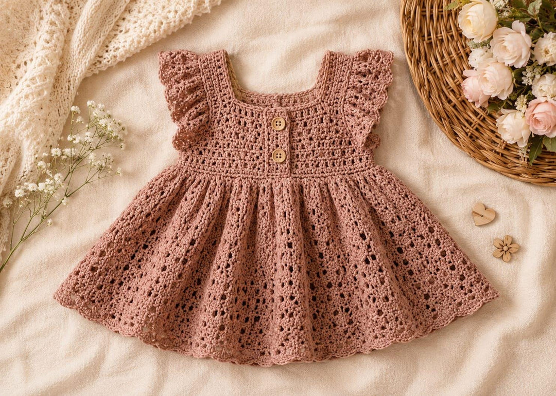 Ruffled Lace Baby Dress Crochet Pattern
