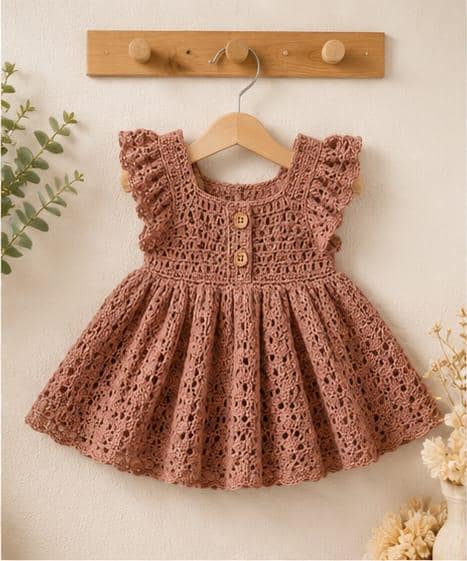 Ruffled Lace Baby Dress Crochet Pattern