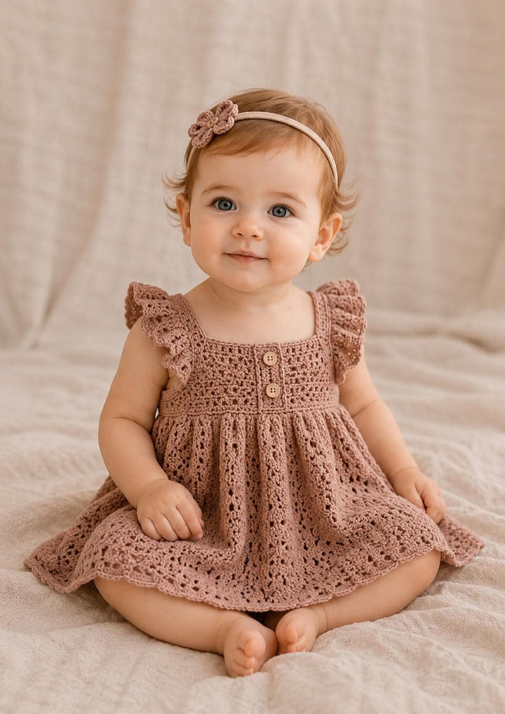 Ruffled Lace Baby Dress Crochet Pattern