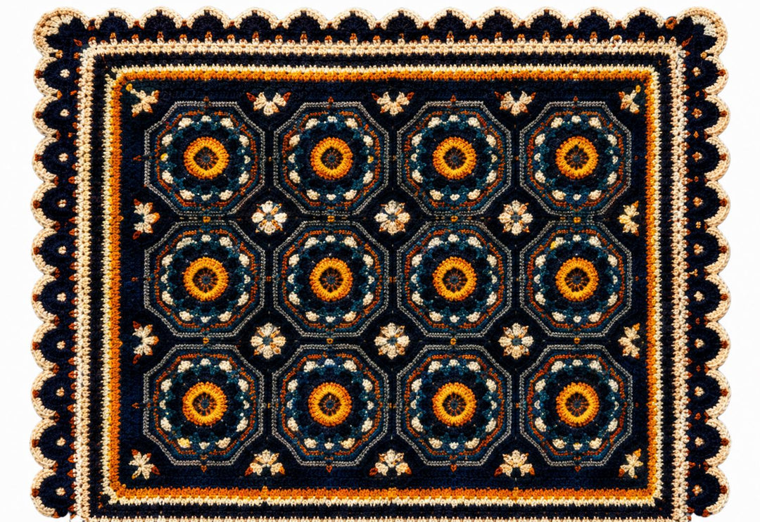 Midnight Mosaic Boho Mandala Blanket Crochet Pattern