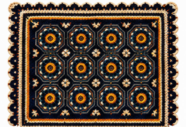 Midnight Mosaic Boho Mandala Blanket Crochet Pattern