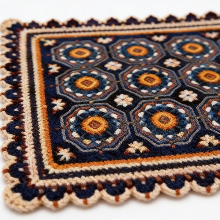 Midnight Mosaic Boho Mandala Blanket Crochet Pattern