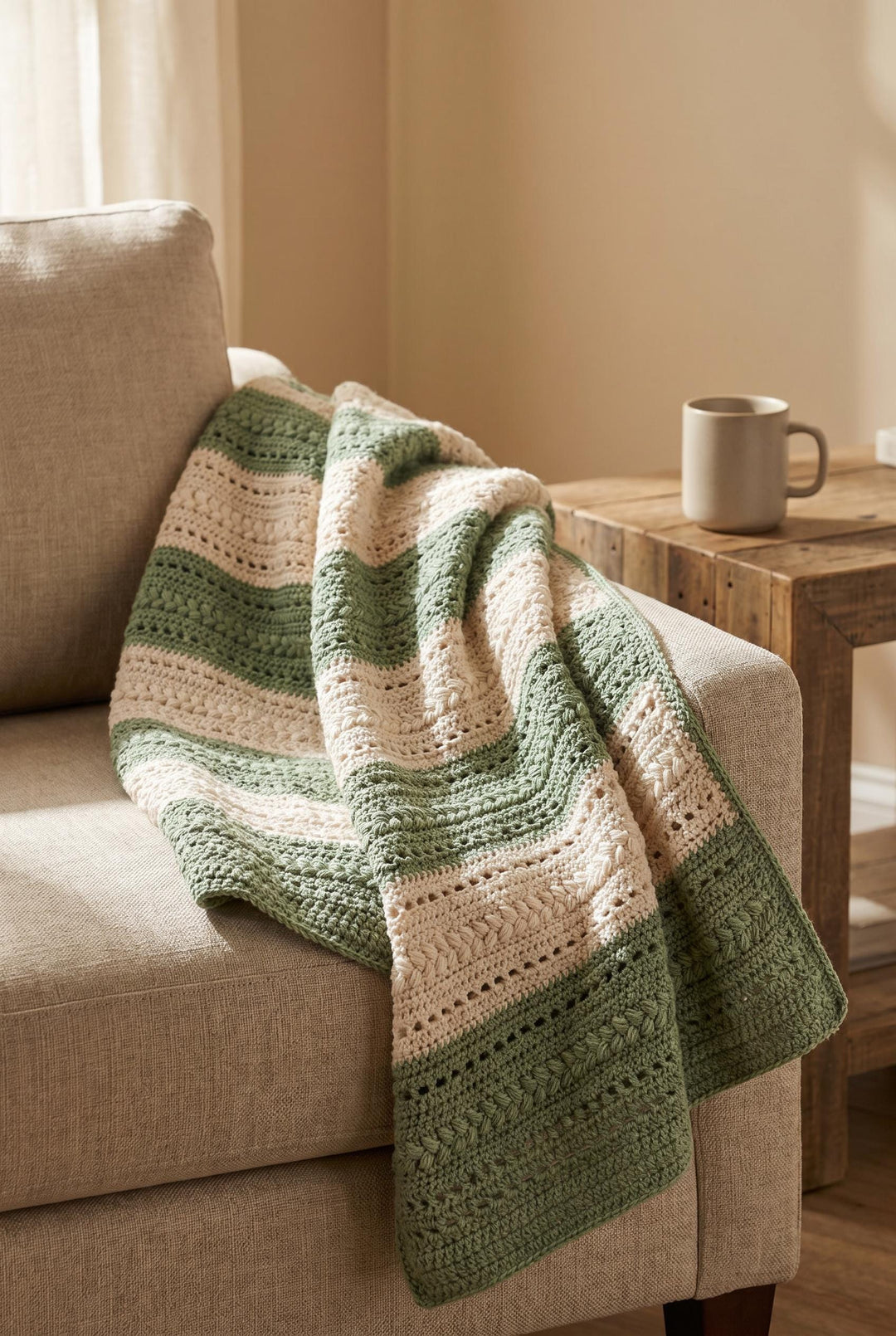 Modern Farmhouse Textured Throw Blanket Crochet Pattern
