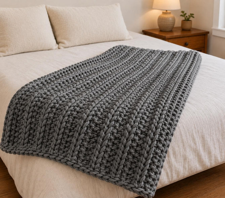 Super Bulky Ribbed Blanket Crochet Pattern