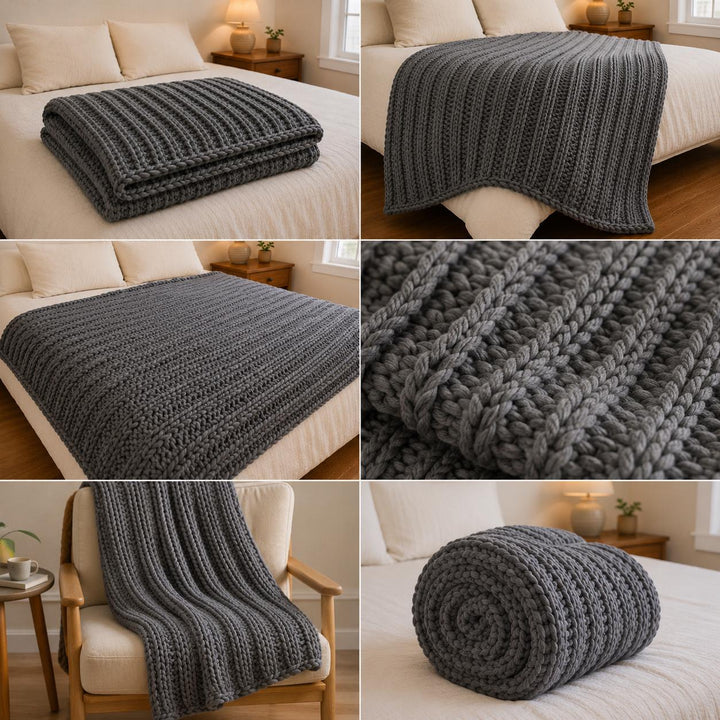 Super Bulky Ribbed Blanket Crochet Pattern