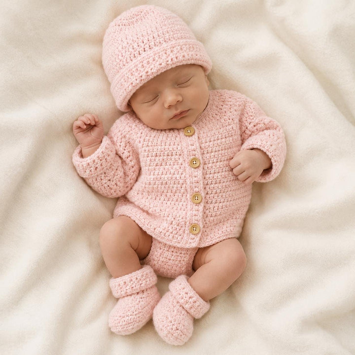 3 in 1 Baby Cardigan Set Crochet Pattern