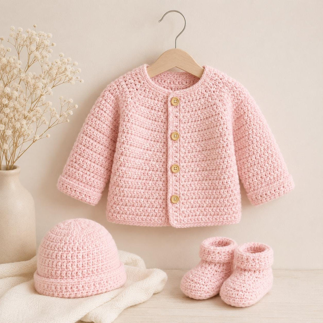 3 in 1 Baby Cardigan Set Crochet Pattern