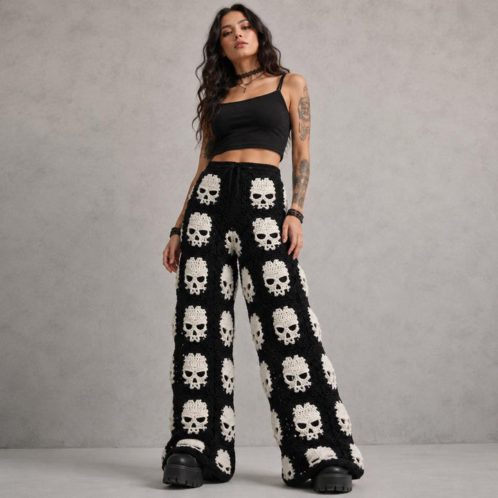 Gothic Midnight Skull Granny Square Pants Crochet Pattern