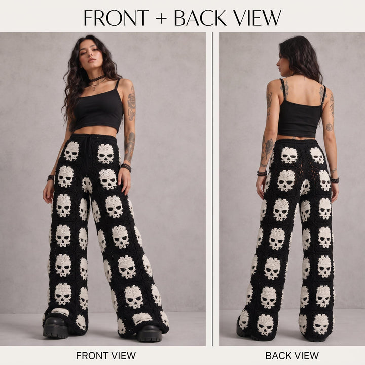 Gothic Midnight Skull Granny Square Pants Crochet Pattern