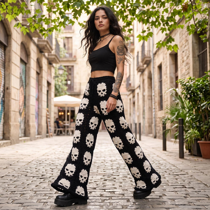 Gothic Midnight Skull Granny Square Pants Crochet Pattern