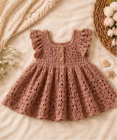 Ruffled Lace Baby Dress Crochet Pattern