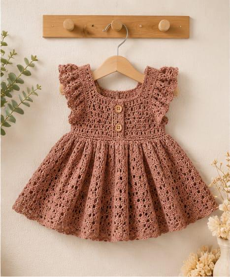 Ruffled Lace Baby Dress Crochet Pattern