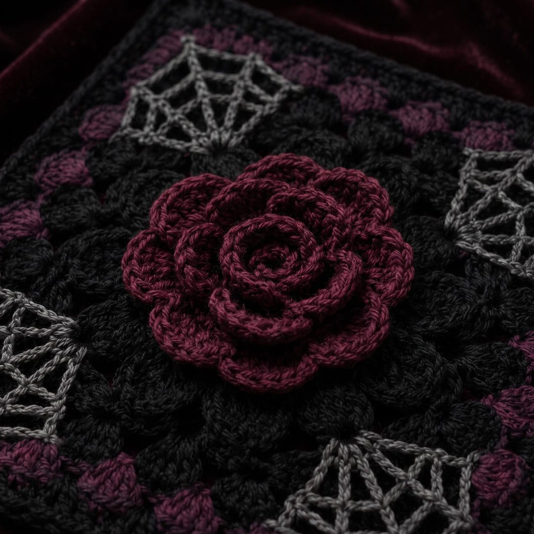 Gothic Midnight Rose Granny Square Crochet Pattern
