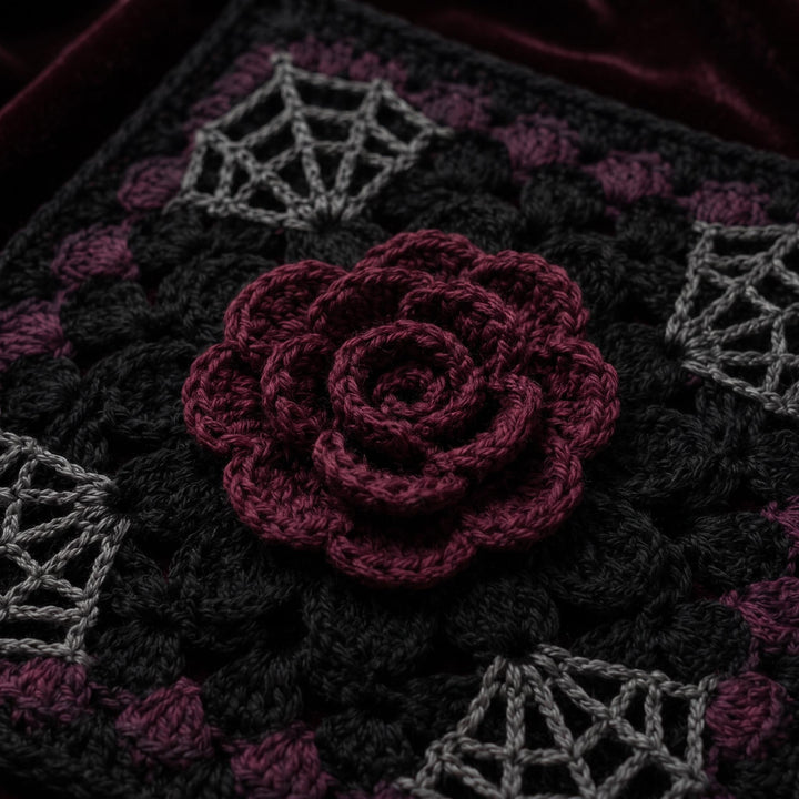 Gothic Midnight Rose Granny Square Crochet Pattern