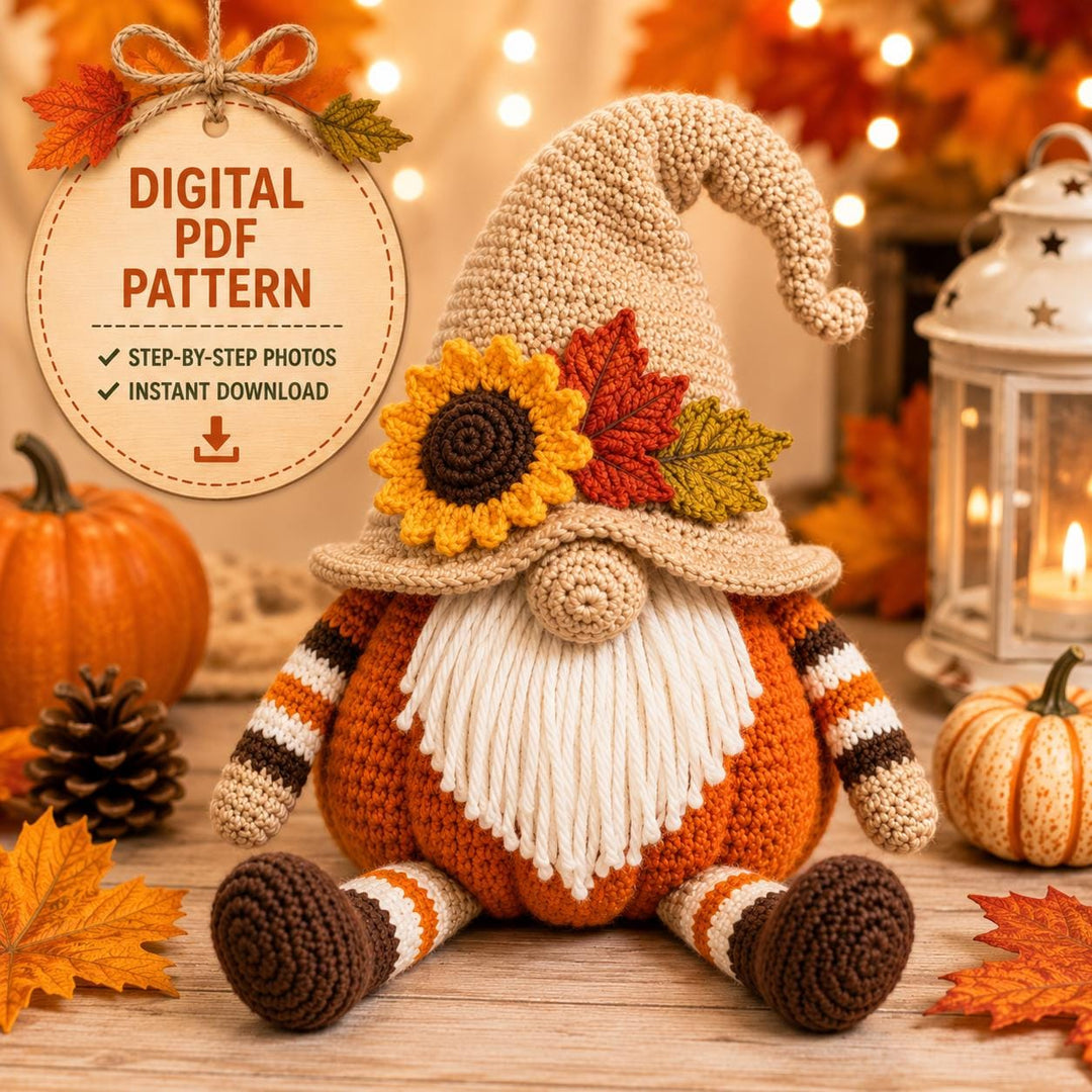 Pumpkin Gnome Amigurumi Crochet Pattern