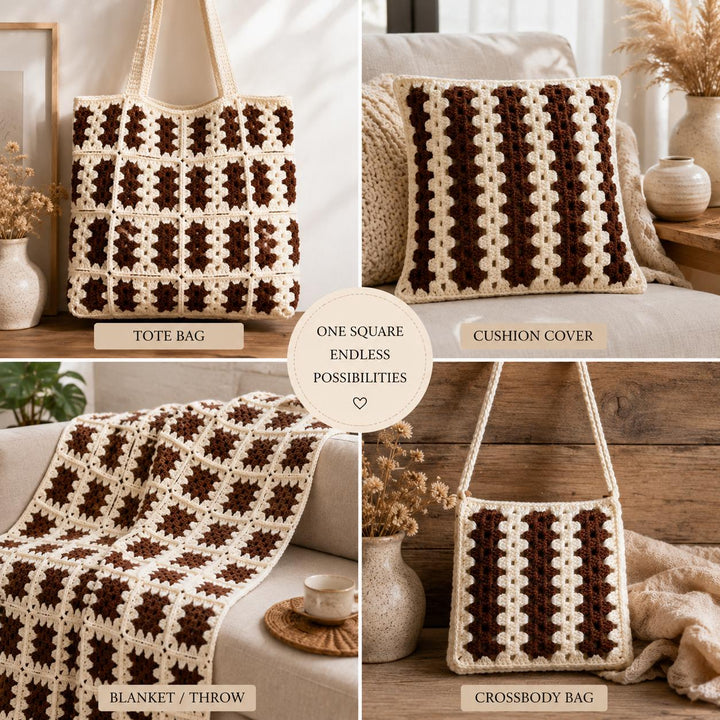 Striped Coaster Granny Square Crochet Pattern