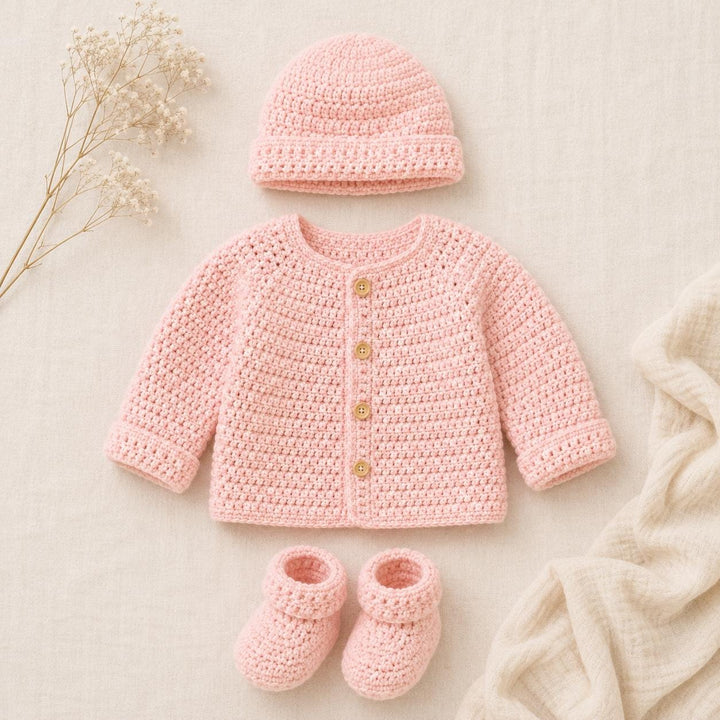 3 in 1 Baby Cardigan Set Crochet Pattern