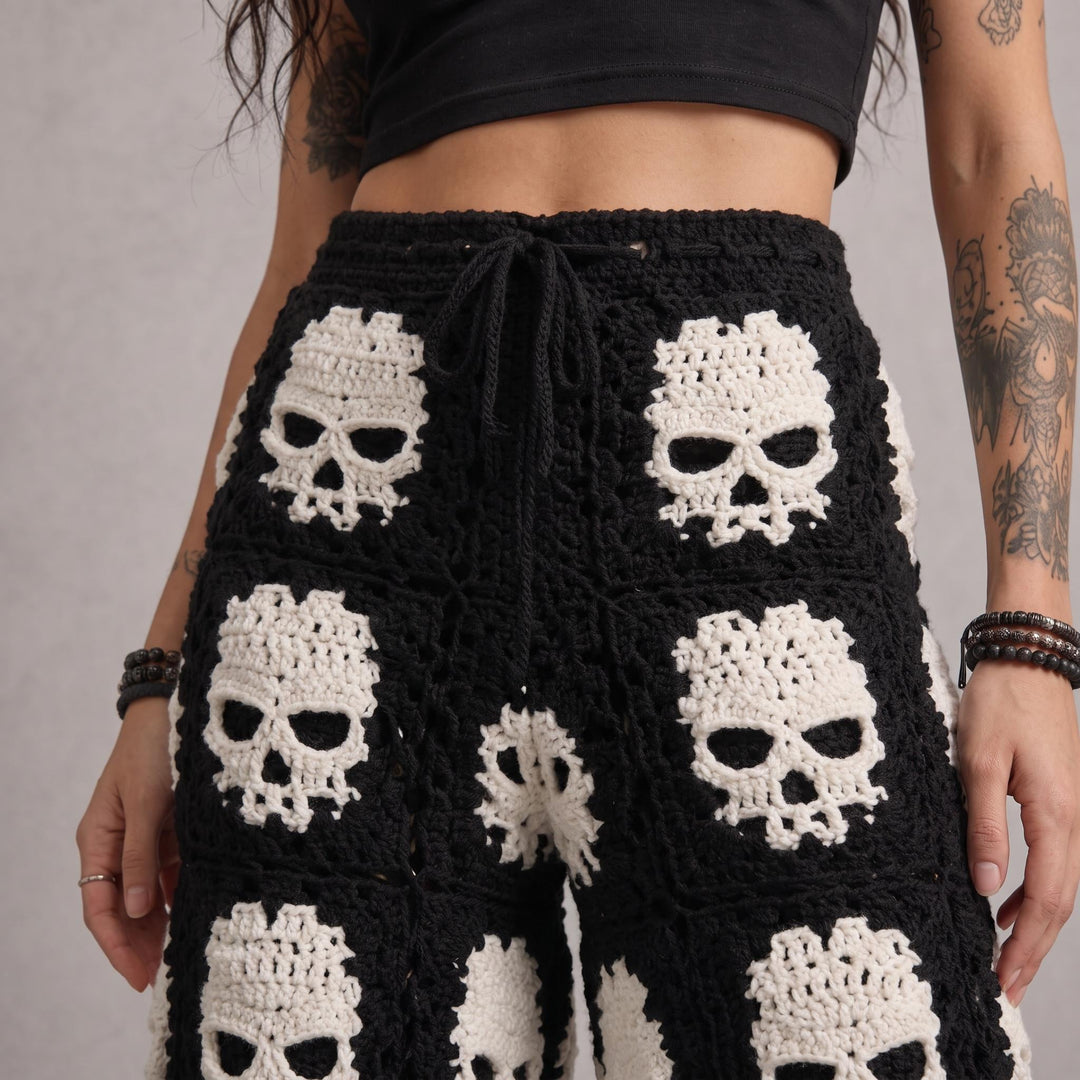 Gothic Midnight Skull Granny Square Pants Crochet Pattern