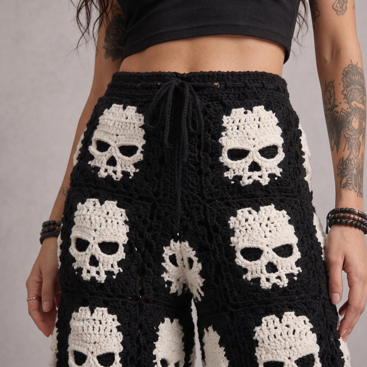 Gothic Midnight Skull Granny Square Pants Crochet Pattern