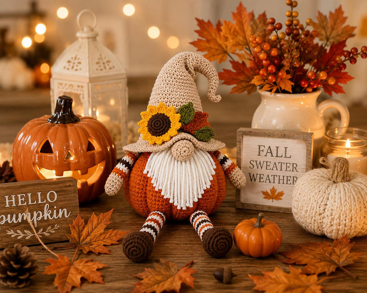 Pumpkin Gnome Amigurumi Crochet Pattern