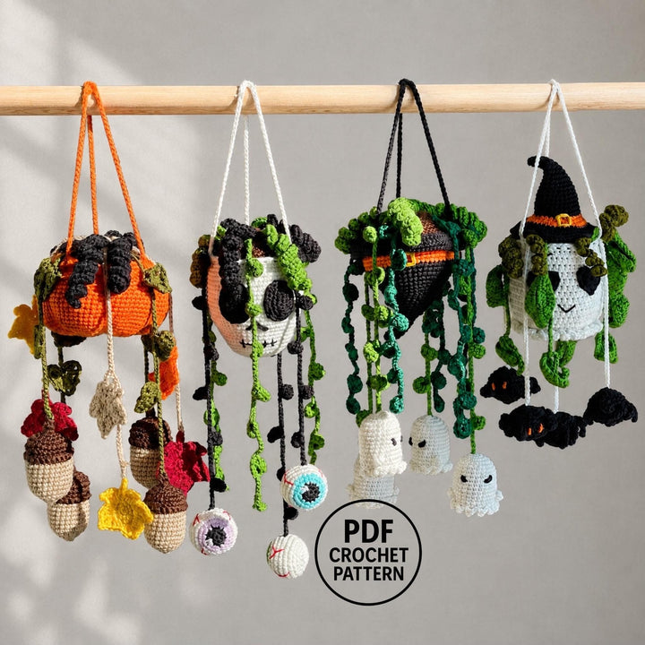 4 in 1 Halloween Hanging Plants Crochet Pattern