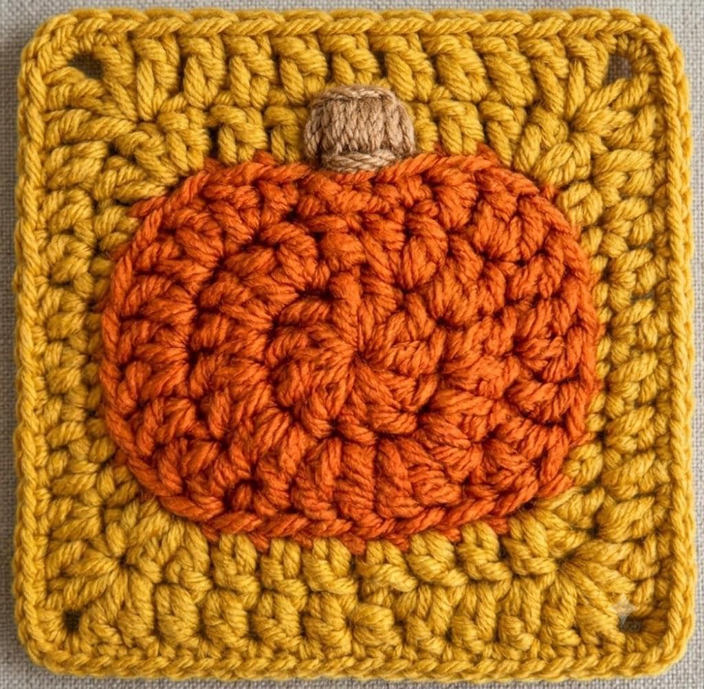 Pumpkin Fall Granny Square Crochet Pattern