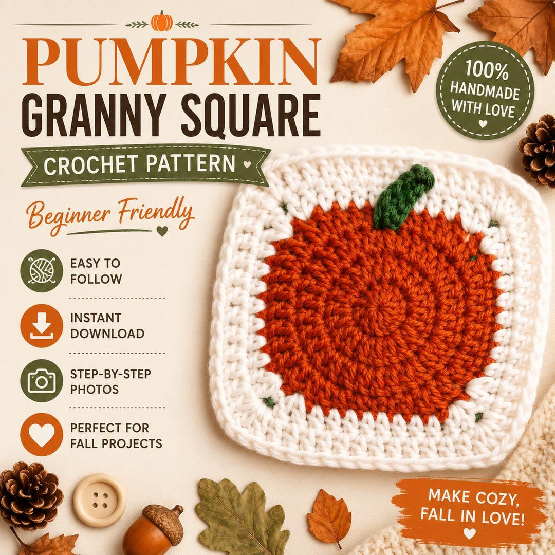 Halloween Pumpkin Granny Square Crochet Pattern