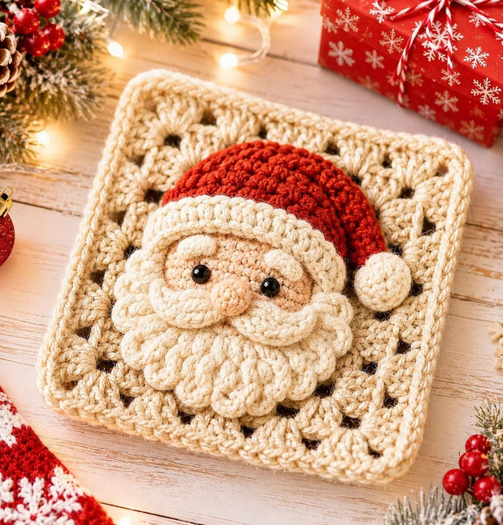6 in 1 Christmas Granny Square Crochet Pattern
