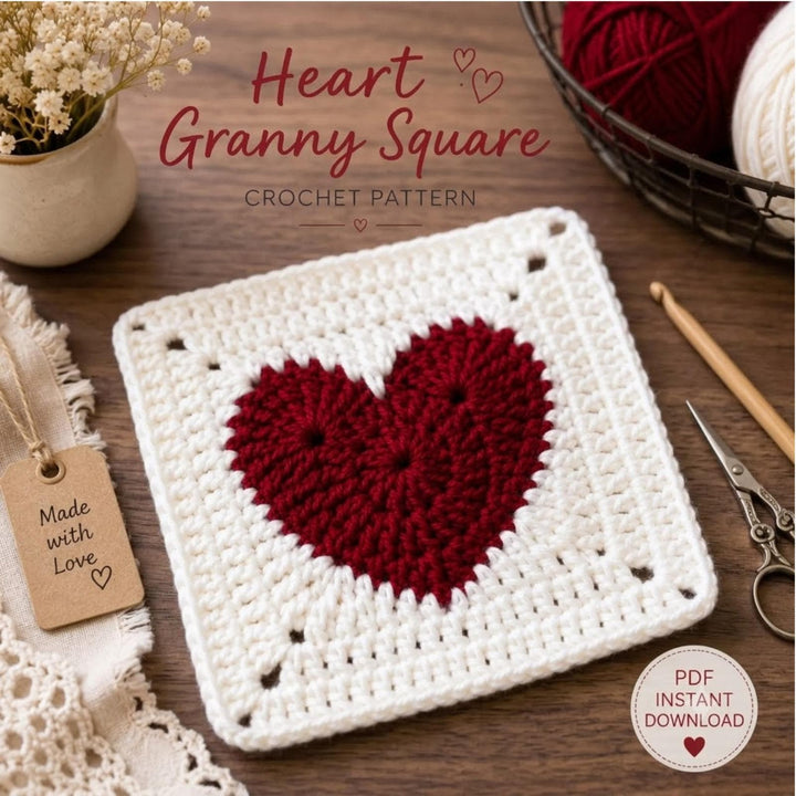 Heart Granny Square Crochet Pattern