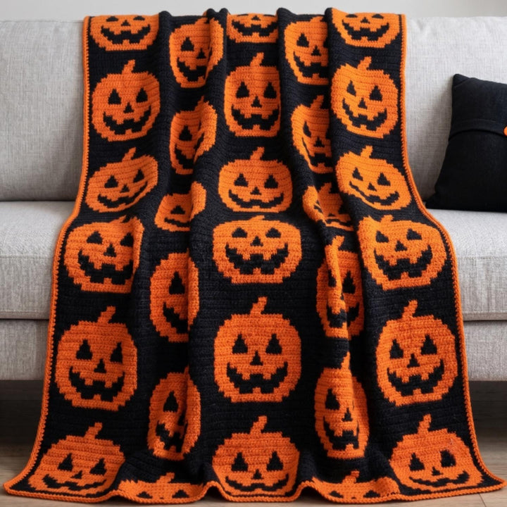 Jack O'Lantern Mosaic Blanket Pattern