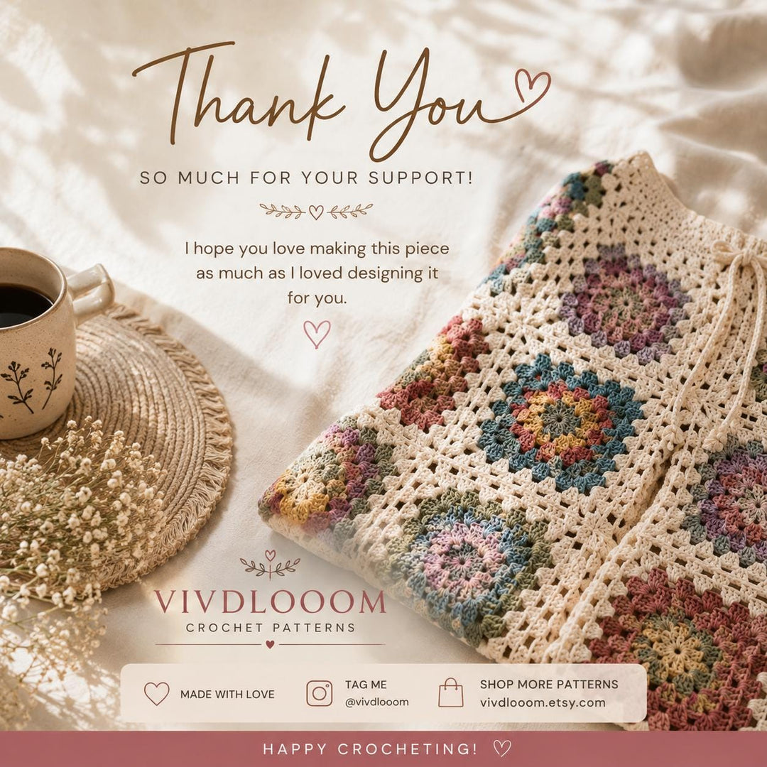Boho Wide Leg Granny Square Pants Crochet Pattern
