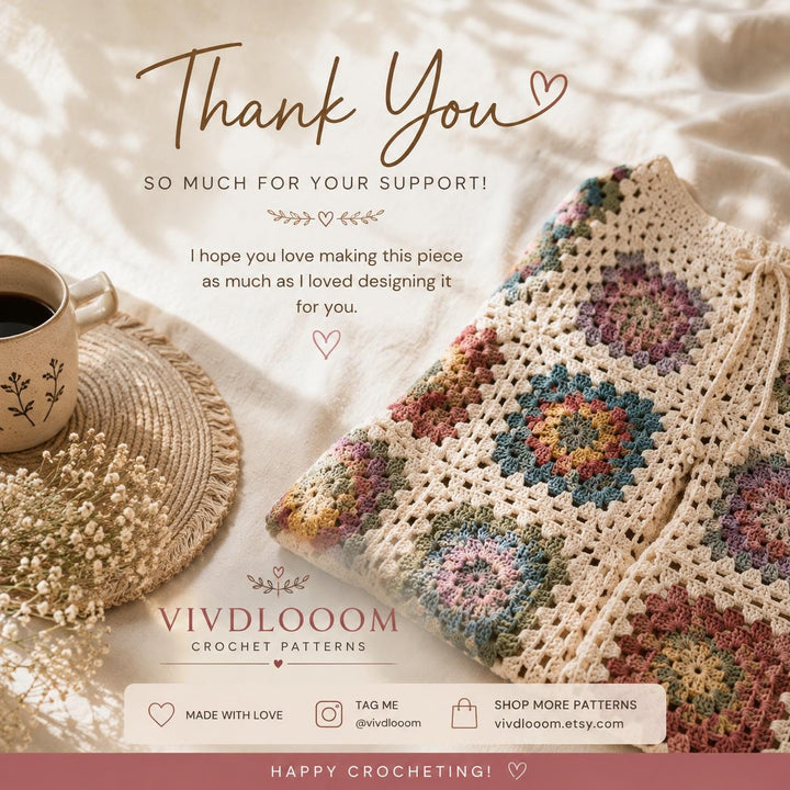 Boho Wide Leg Granny Square Pants Crochet Pattern