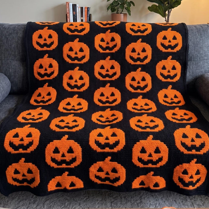 Jack O'Lantern Mosaic Blanket Pattern