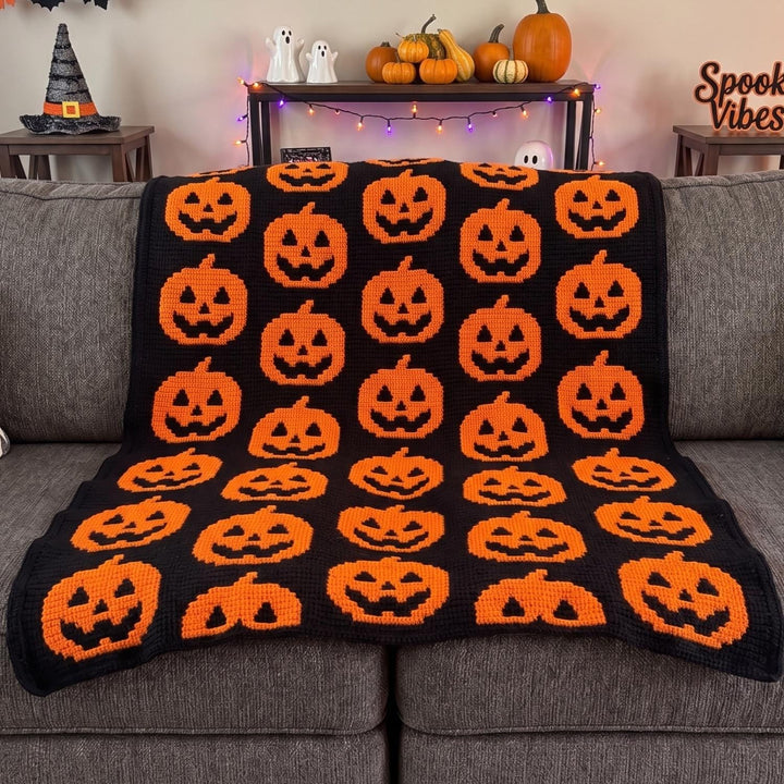 Jack O'Lantern Mosaic Blanket Pattern