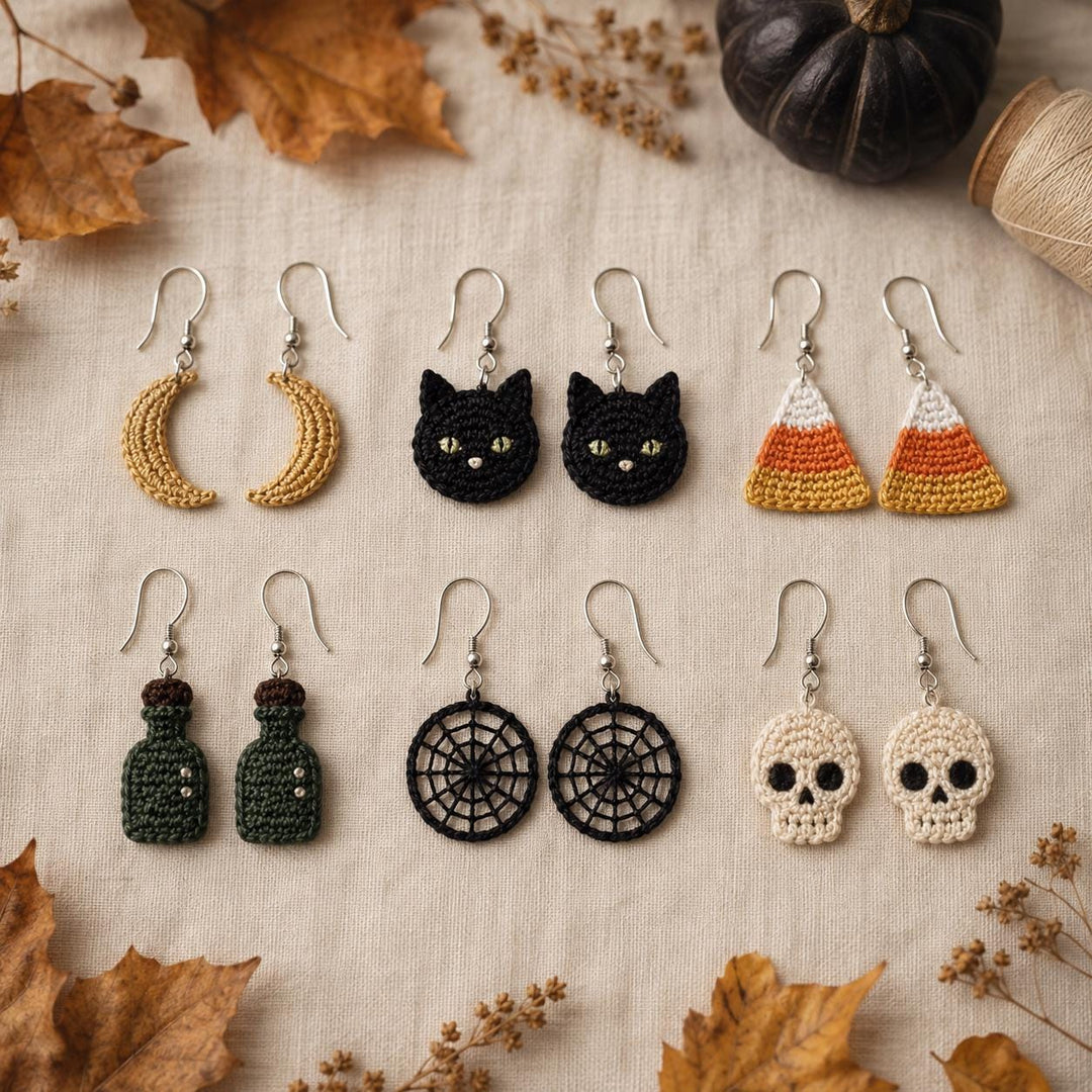6 in 1 Halloween Earrings Crochet Pattern