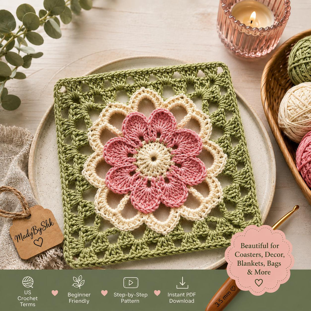 Easy Flower Granny Square Crochet Pattern