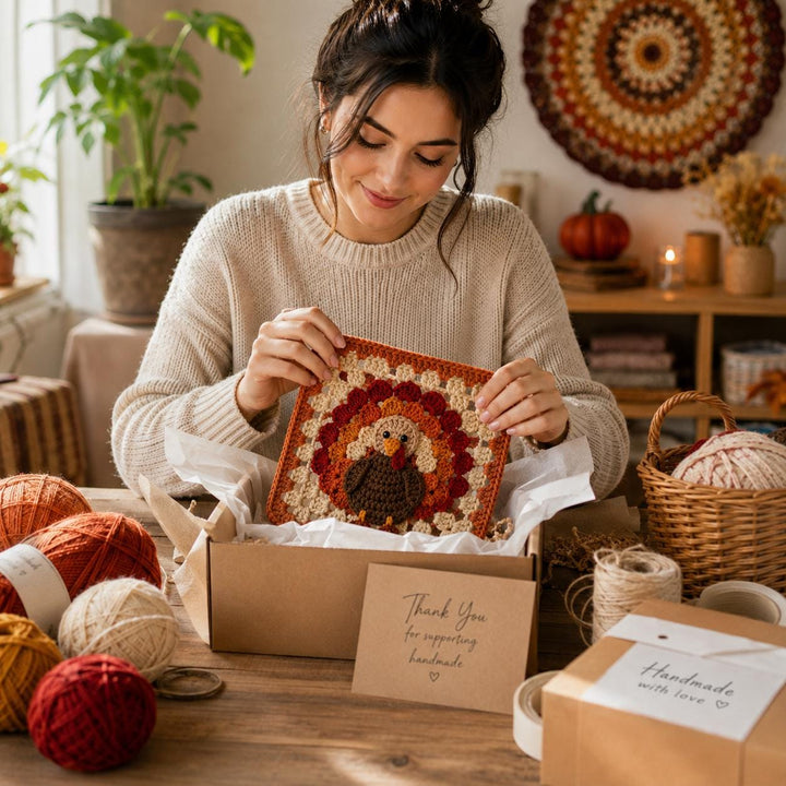 Thanksgiving Turkey Granny Square Crochet Pattern