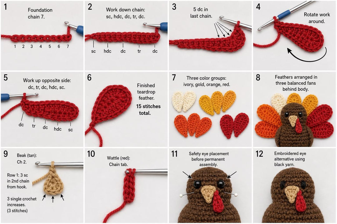 Thanksgiving Turkey Granny Square Crochet Pattern