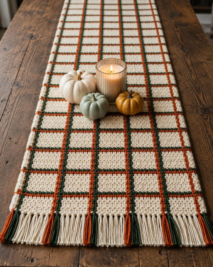 Fall Plaid Table Runner Crochet Pattern