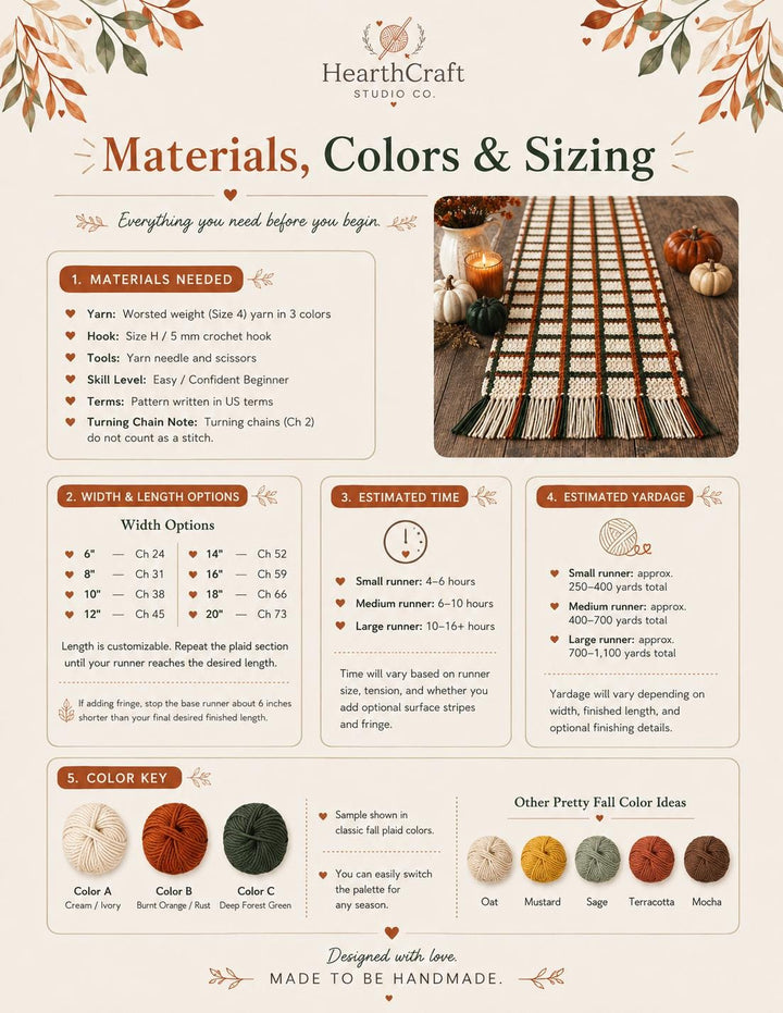 Fall Plaid Table Runner Crochet Pattern