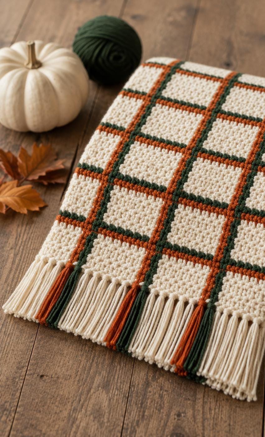 Fall Plaid Table Runner Crochet Pattern