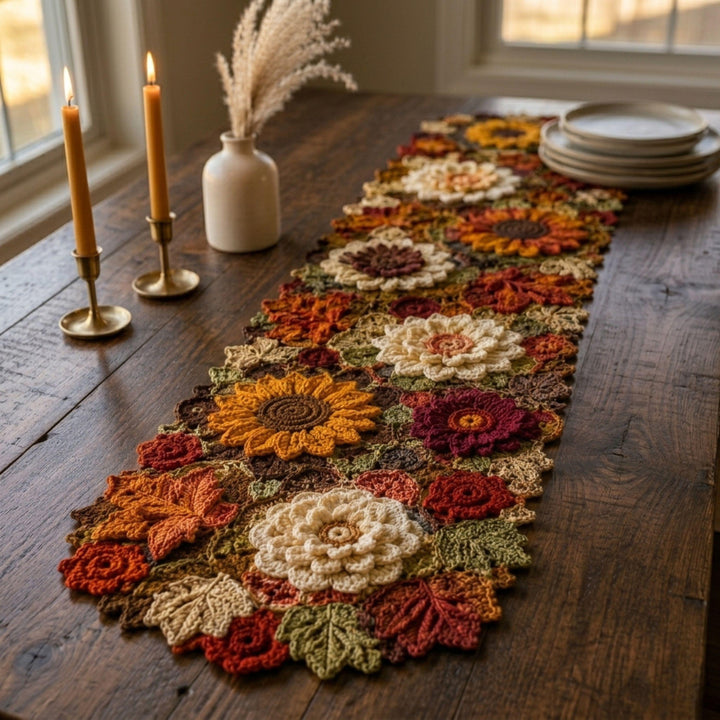 Autumn Sunflower Table Runner Crochet Pattern