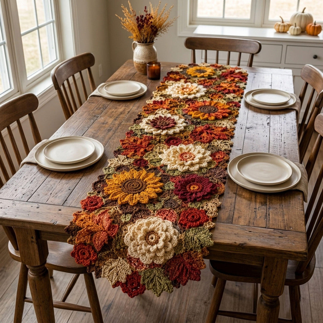 Autumn Sunflower Table Runner Crochet Pattern