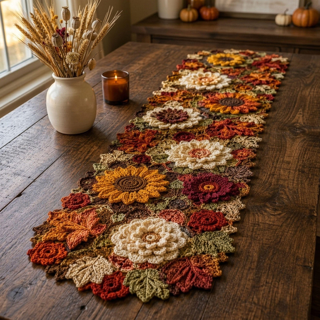 Autumn Sunflower Table Runner Crochet Pattern