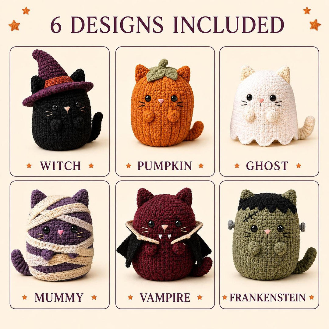 6 in 1 Halloween Cat Amigurumi Crochet Pattern
