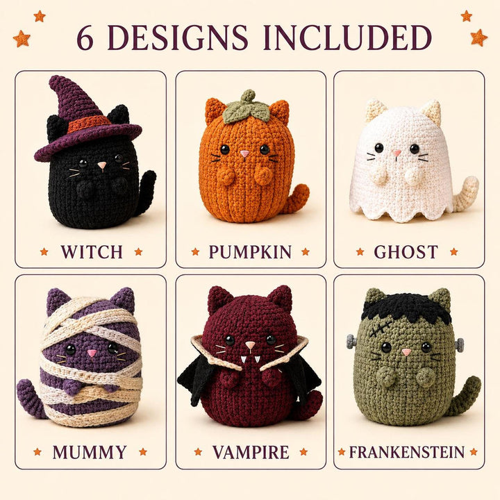 6 in 1 Halloween Cat Amigurumi Crochet Pattern